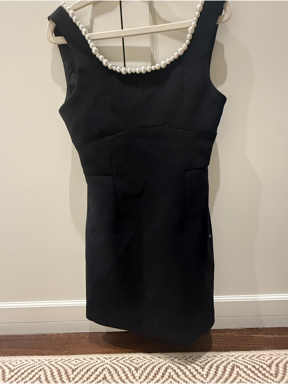 Katie J NYC Black Sleeveless Dress with Pearl Neckline